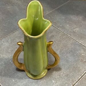 Green and Gold Ceramic Vase